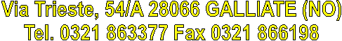 Via Trieste, 54/A 28066 GALLIATE (NO)
Tel. 0321 863377 Fax 0321 866198